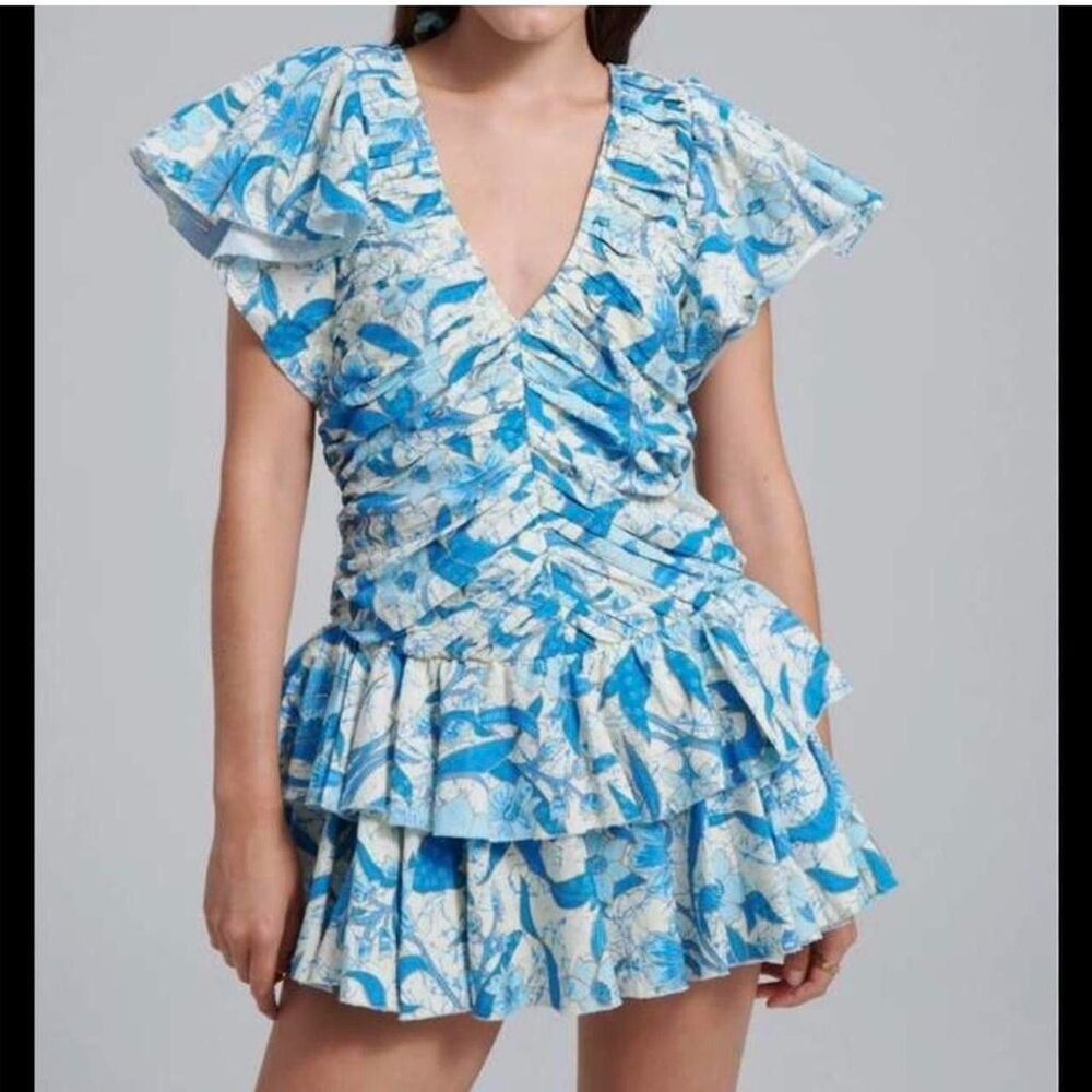 Coquette Soft Romance Love The Label Blue Minette Mini Dress Medium $375